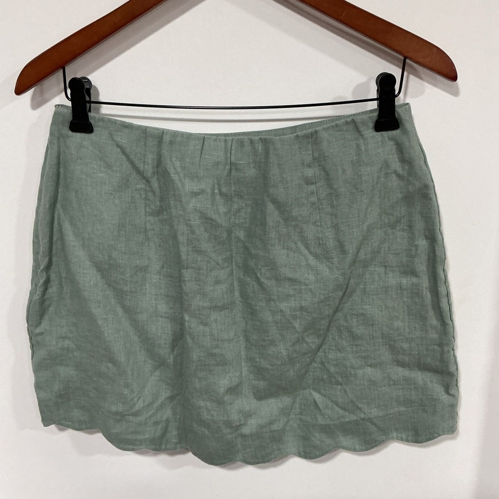Abercrombie & Fitch Linen Skort, Medium, Green, Scalloped Hem, NWT - Picture 2 of 9